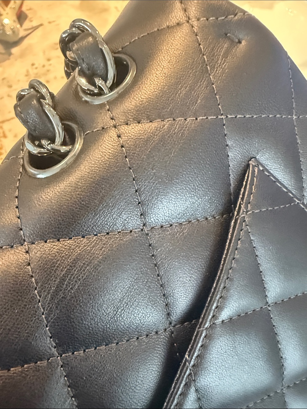 CHANEL Quilted Lambskin Flap Bag - Dark Gray - Picture 7 of 9